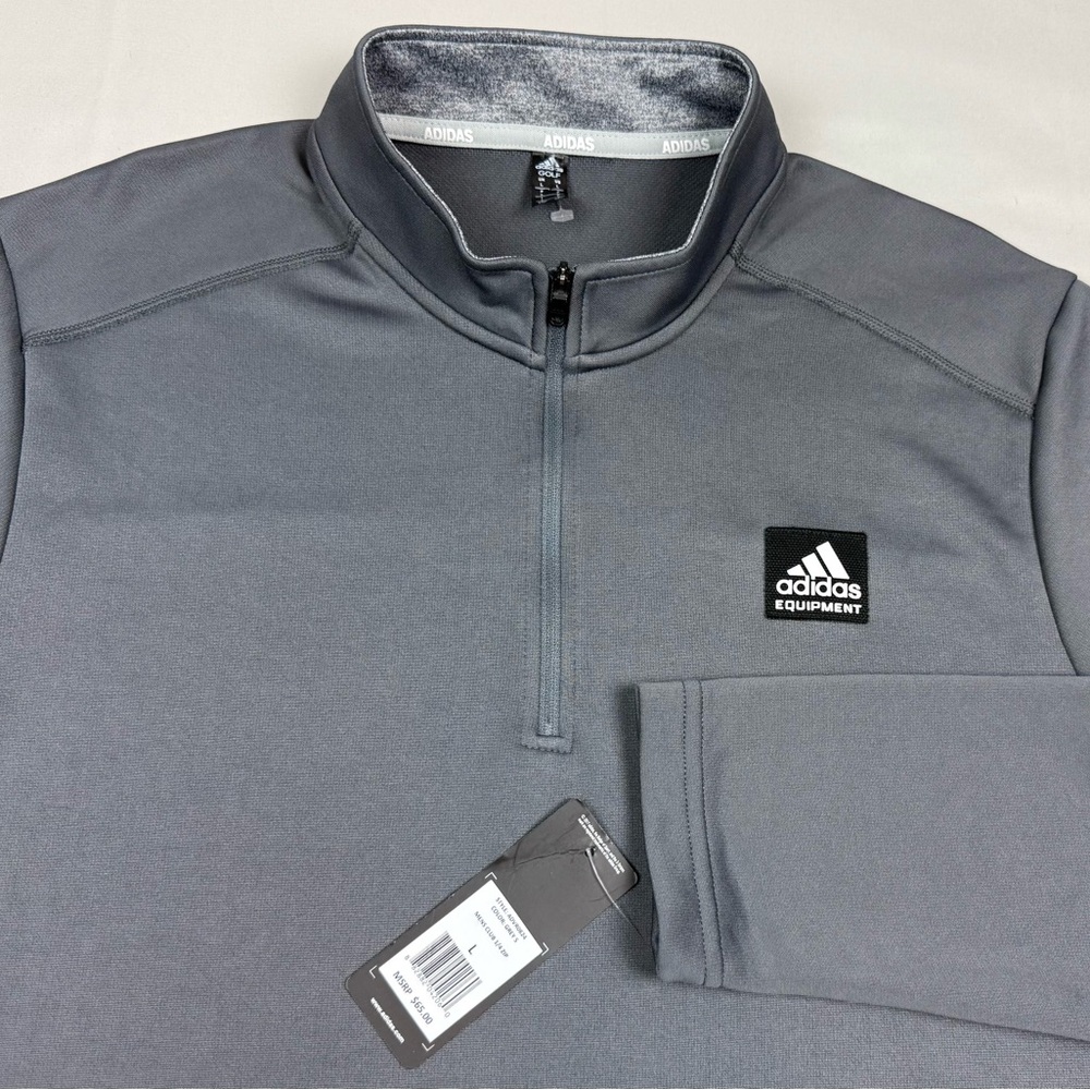 Adidas Equipment Mens Golf 1/4 Zip Pullover Sz Large Charcoal Grey Club NWT B1